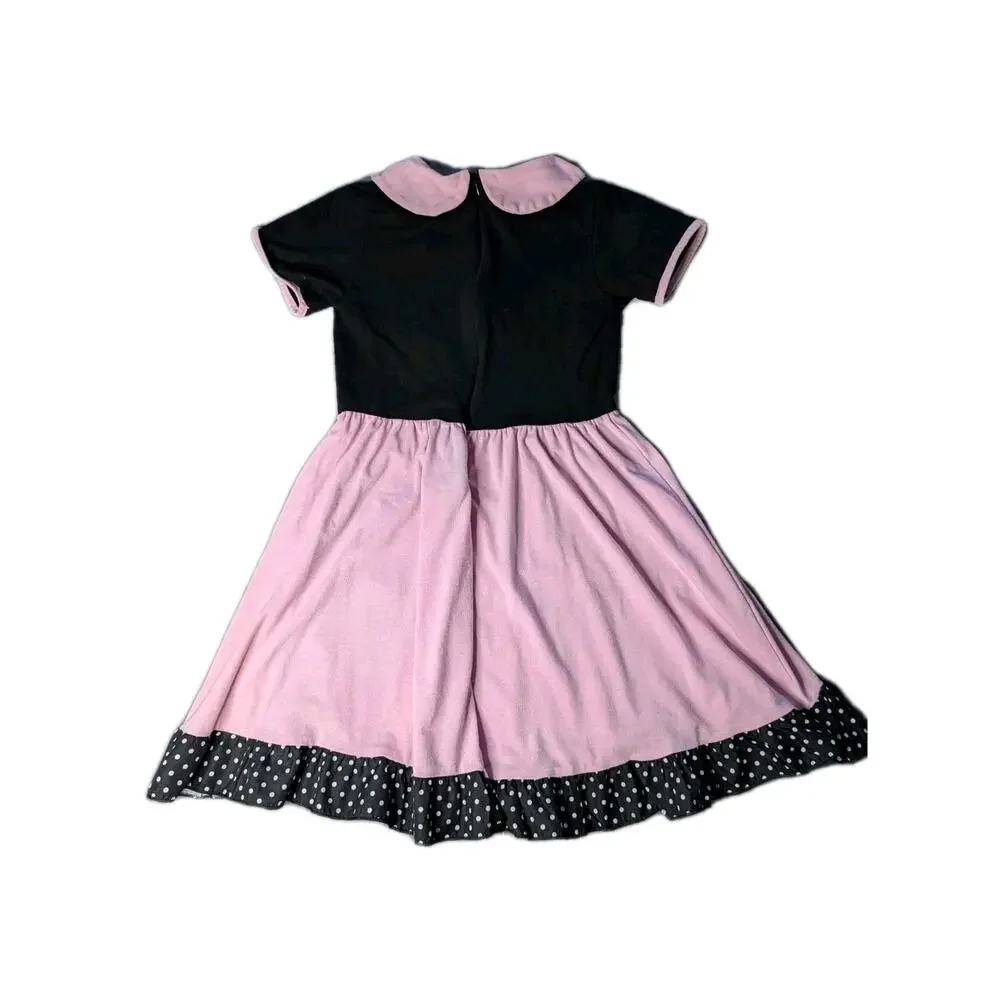 Girls Pink Black 50s Poodle Party Dress Retro Hop Halloween Costume Size 6